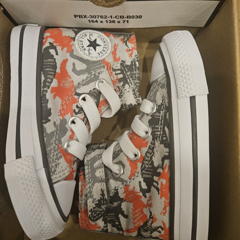 Converse High-Top Sneakers - Red and Gray Camo